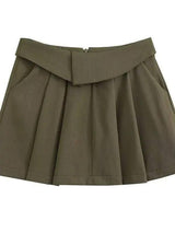 European And American Style College Style High Waist Pleated-3