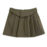 European And American Style College Style High Waist Pleated-4