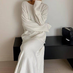 European And American Style Elegant Knitting Suit Women-White-3