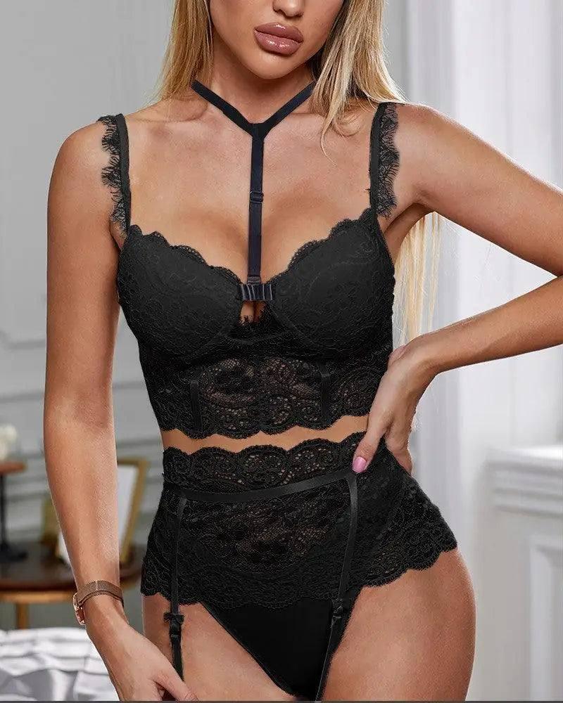 European And American Style Push Up Bra Lace Lingerie Set-3