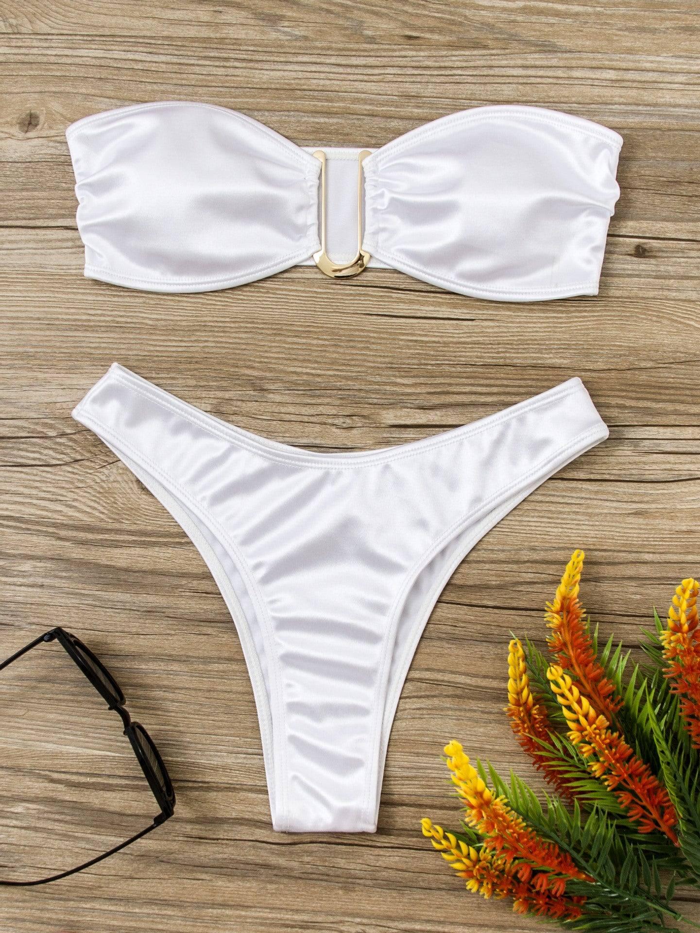 European And American Swimsuit Sexy U-shaped V Iron Swimsuit-White-12