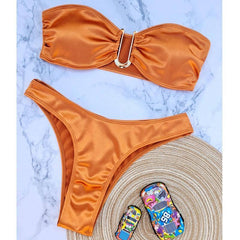 European And American Swimsuit Sexy U-shaped V Iron Swimsuit-Orange-3