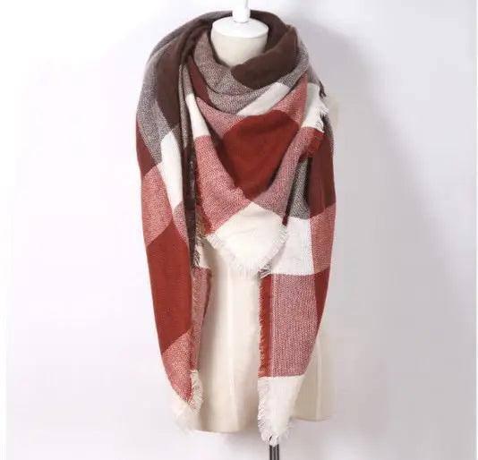 European And American Triangle Cashmere Women's Winter Scarf-Big coffee-12