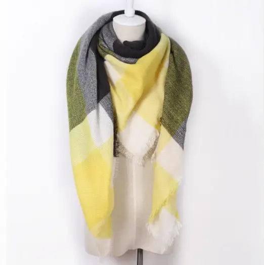 European And American Triangle Cashmere Women's Winter Scarf-Yellow black-22