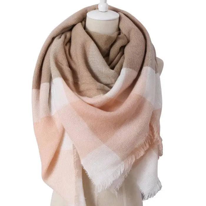 European And American Triangle Cashmere Women's Winter Scarf-Earthy pink-3