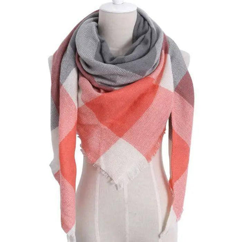 European And American Triangle Cashmere Women's Winter Scarf-Watermelon red-8