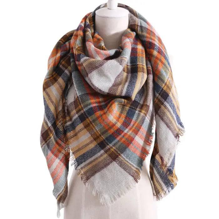 European And American Triangle Cashmere Women's Winter Scarf-Yellow-9