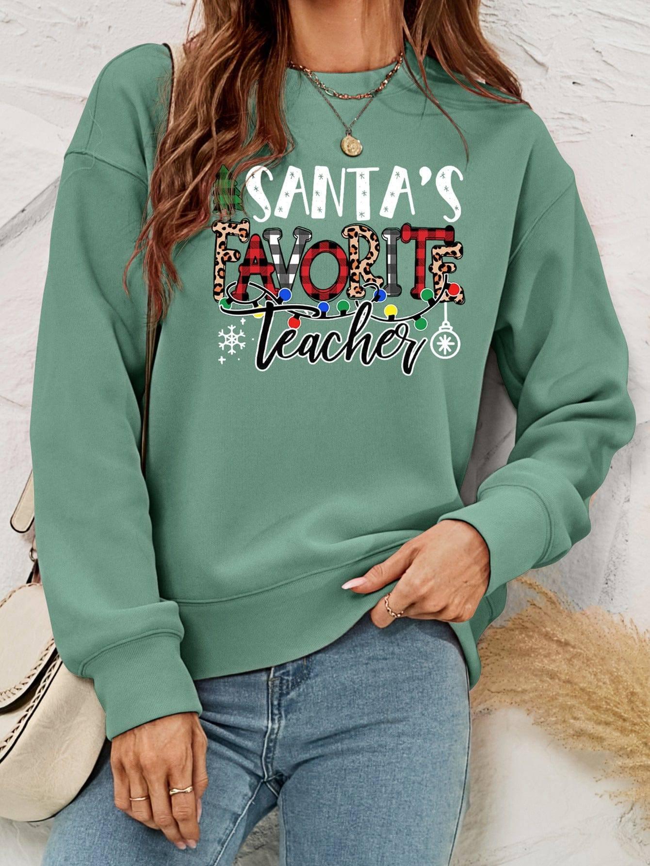 European And American Women's Clothing Pullover Christmas-Green-4