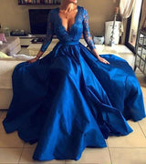 LOVEMI  Evening Dresses Blue / S Lovemi -  Lace V-neck Evening Dress With Large Swing Dress