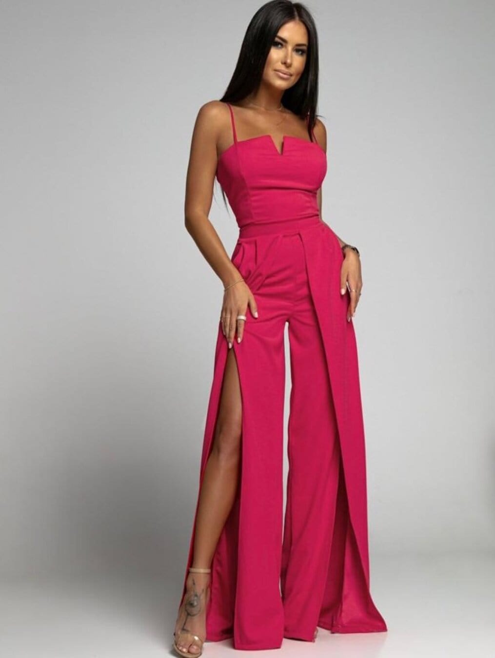 LOVEMI  Evening Dresses S / Rose Red Lovemi -  Suspender Waist-tight Straight Mop Minimalist Jumpsuit