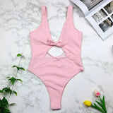 explosions piece solid color hollow sexy swimsuit backless-Pink-5