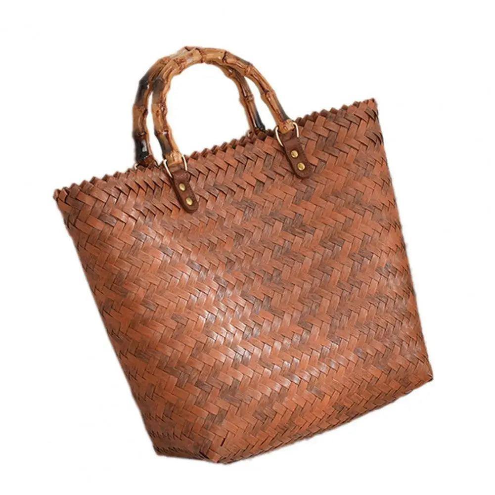 Exquisite Woven Tote Bag Multifunctional Women Handbag High-Brown-9
