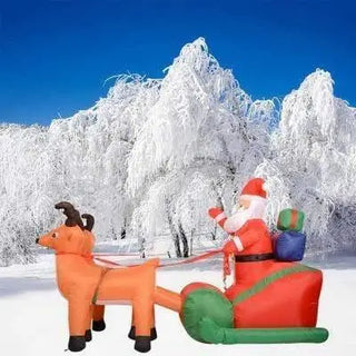 LOVEMI - Eye-Catching Christmas Inflatable Santa Claus Deer Cart