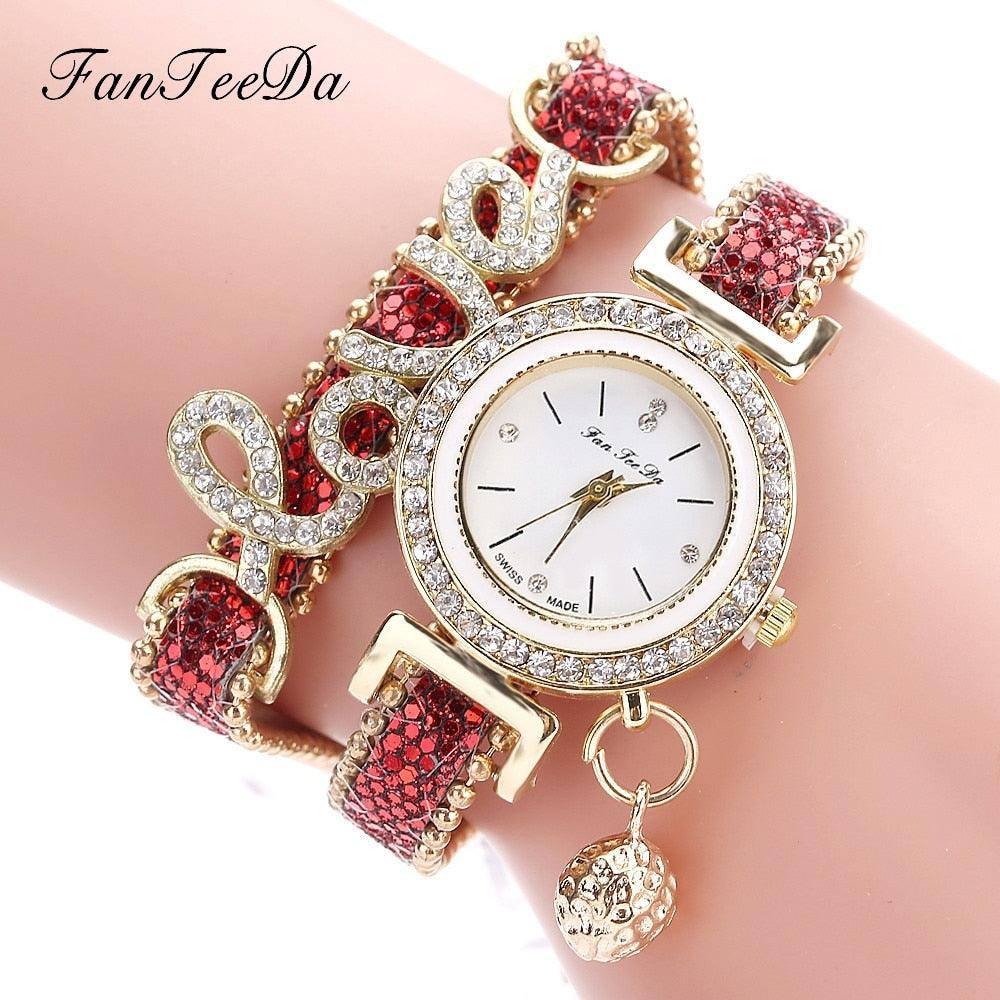 FanTeeDa Brand Women Bracelet Watches Ladies Watch-Red-5