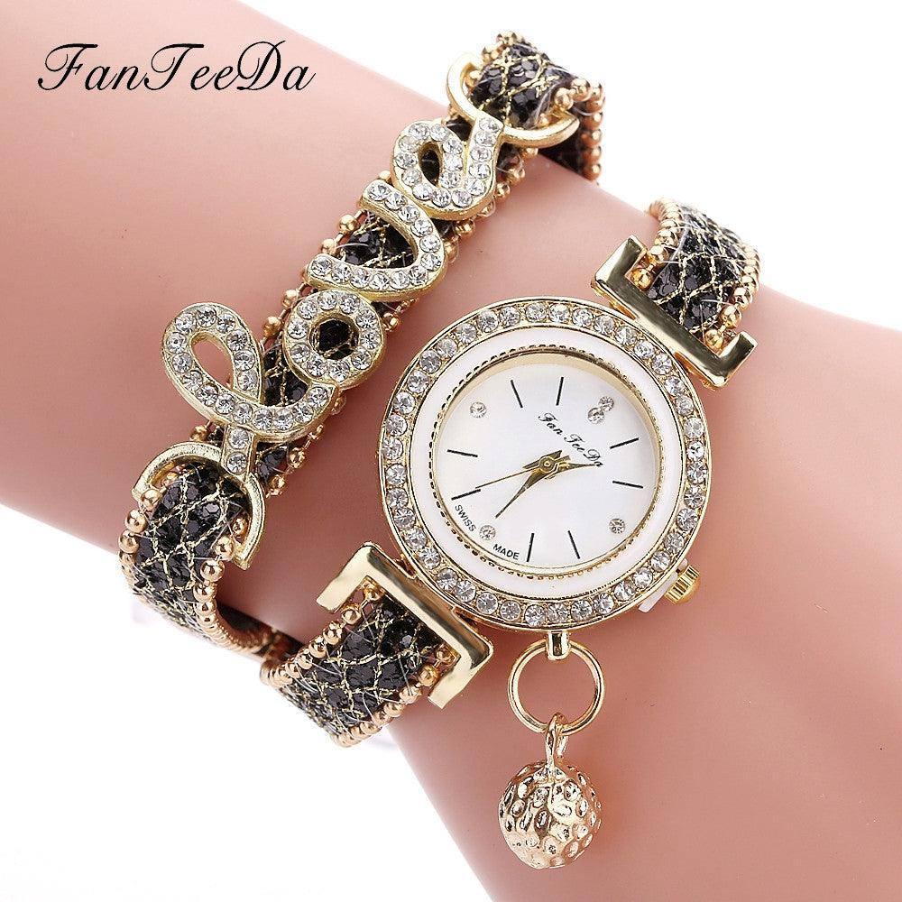 FanTeeDa Brand Women Bracelet Watches Ladies Watch-Black-6