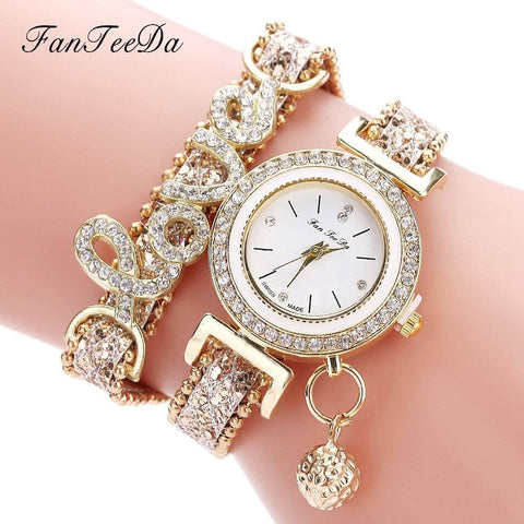 FanTeeDa Brand Women Bracelet Watches Ladies Watch-Gold-8