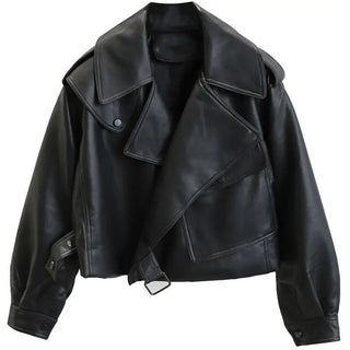 LOVEMI - Fashion Black Motorcycle Pu Leather Jacket