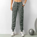 Fashion Casual Sports Pants For Women Loose Legs Drawstring-Grey-4