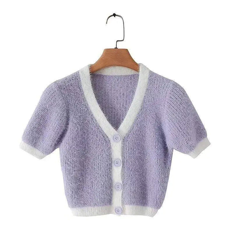 LOVEMI - Fashion Cropped Short Single-breasted Sweater Sweater
