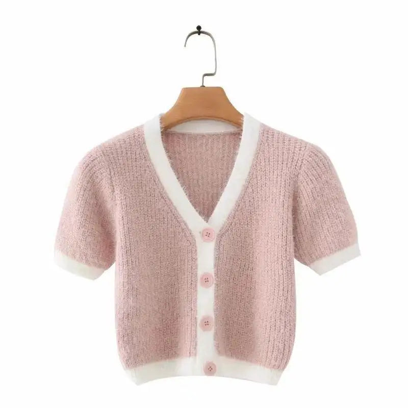 LOVEMI - Fashion Cropped Short Single-breasted Sweater Sweater