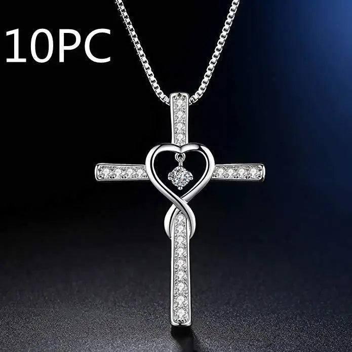 Fashion Cross Religious Belief Inlaid Zircon Pendant-10PC7Style-10