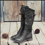 Fashion Cross Strap Knight Boots Women - Black / 36 - Bottes