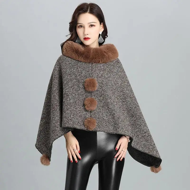 LOVEMI - Fashion Faux Fur Jacket Women Shawl Scarf