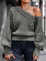 Fashion Hot Style Women's Diagonal Sweater-2