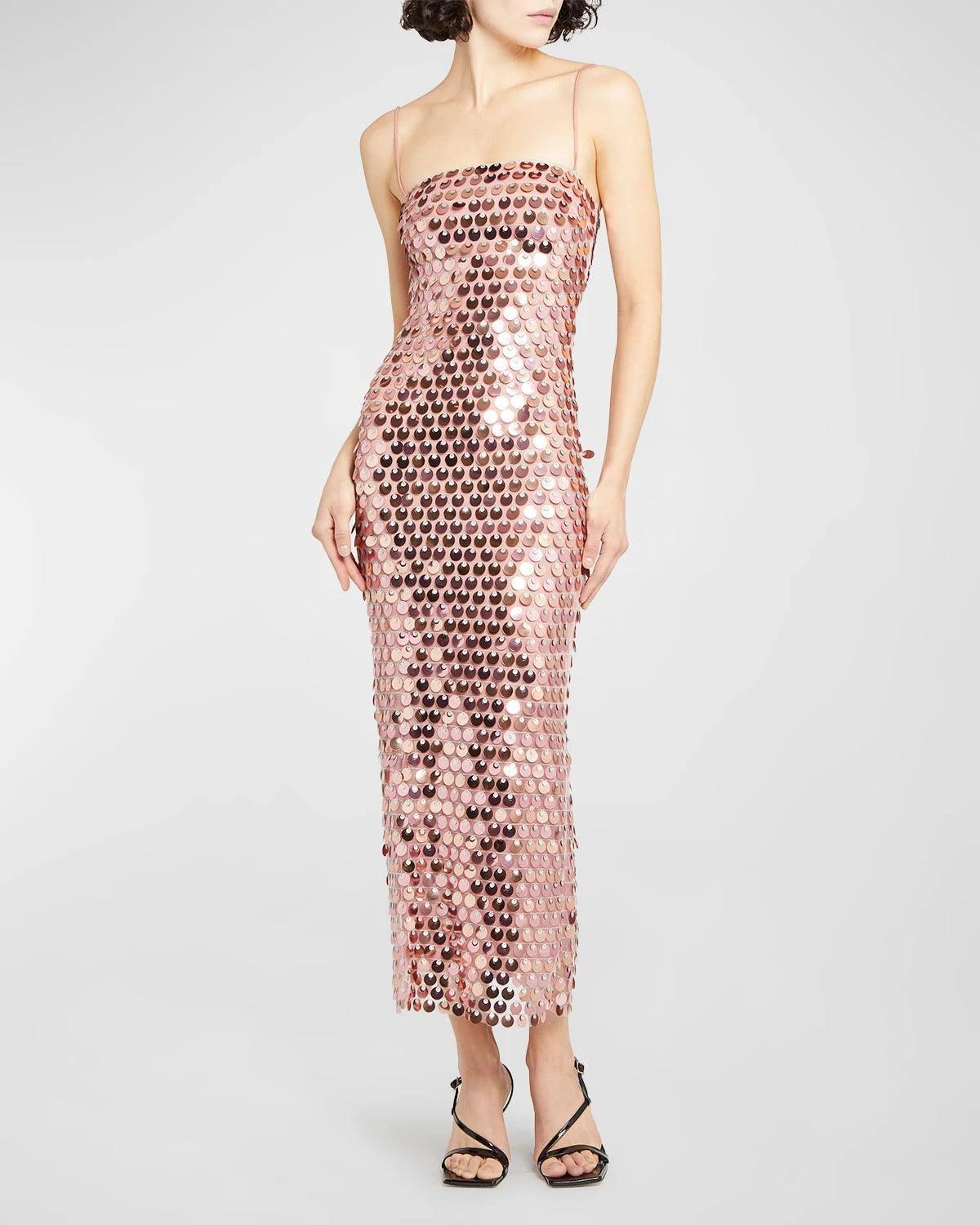 Fashion Lady Sequin Irregular Dress-Champagne-6
