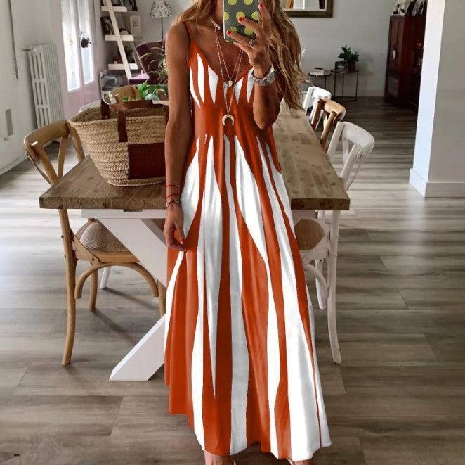 Fashion Loose Sling Dress Women-Orange-8