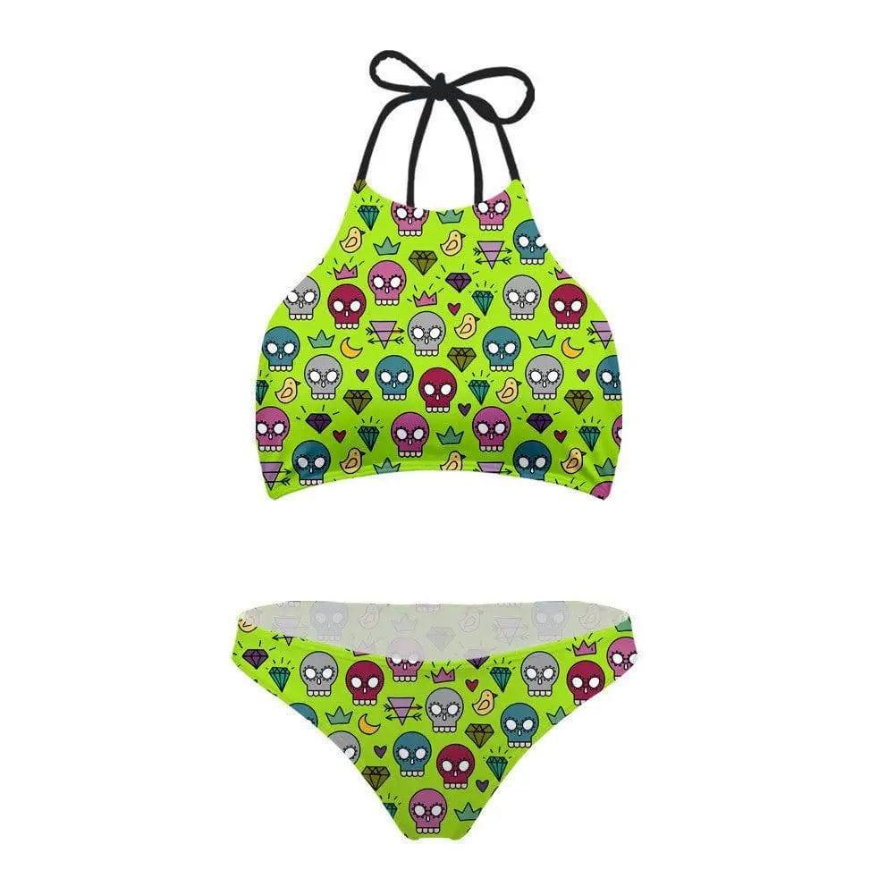 Fashion No Steel Ring Split Swimsuit Bikini Back Print-2style-2