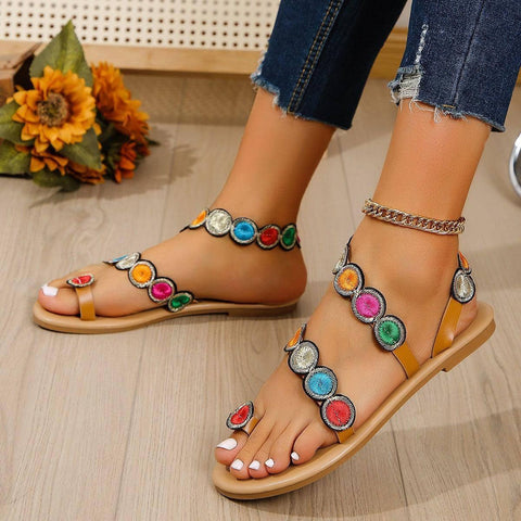 Fashion Peacock Embroidery Pattern Flat Sandals Summer-6