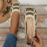 Fashion Plaid Print Flats Shoes New Fashion Casual Breathable Slip On Round-toe Shoes For Women-3