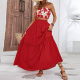 Fashion Printed Tube Top Large Swing Dress Women's Suit-Picture Color-1