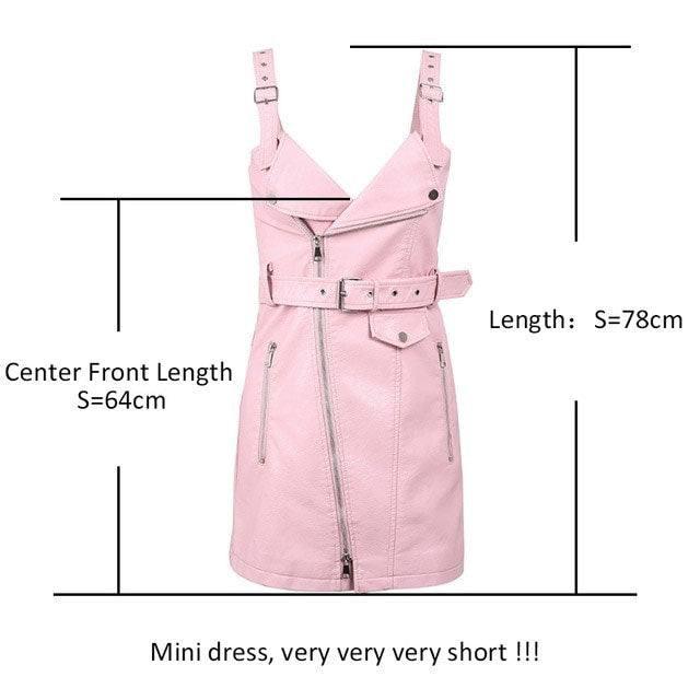 Fashion PU leather women dress V neck mini bodycon sexy-Pink-4