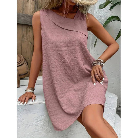 Fashion Solid Color Sleeveless Dress Summer Slim-Lotus-8