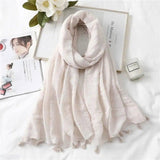 Fashion Tassel Cotton Linen Thin Yarn Scarf-WJ1484-3