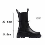 Fashion thick-soled smoke tube boots women-Black-8