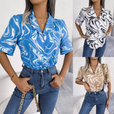 Fashion Tie Dye Printed Short Sleeve Shirt Summer Casual-1