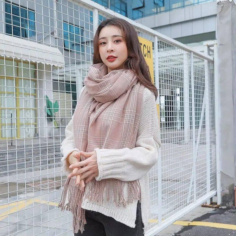 Fashion Warm Cashmere Scarf In Autumn And Winter-Pink-2
