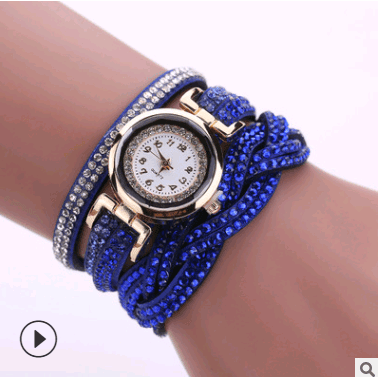 Fashion watch ladies fashion watch, diamond twisted pu belt-Royal blue-11