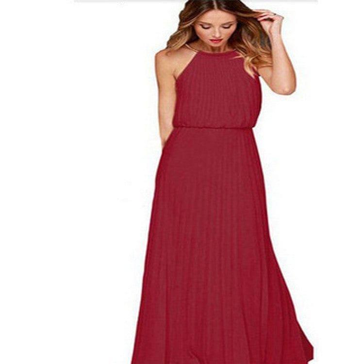 Fashionable sexy dress long skirt-Wine red-11