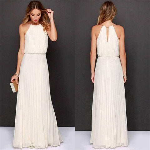 Fashionable sexy dress long skirt-White-8