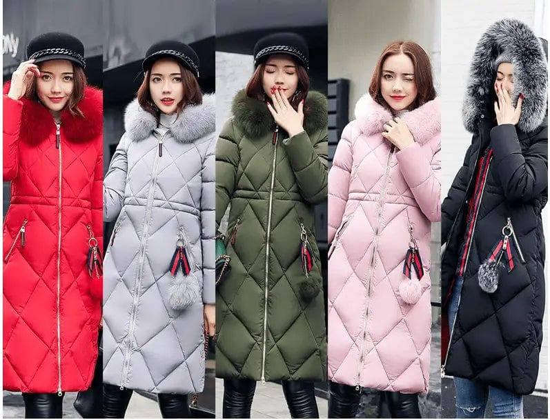 Fashionable Women's Over-the-knee Long Fur Collar Quilted-5