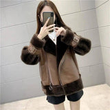 Fat Sister's Short Thickened Winter Padded Jacket-Brown-4