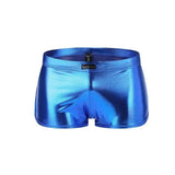 Faux leather boxer shorts-Blue-2