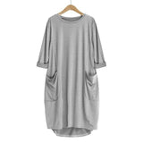Feitong Plus Size Boho Womens Dress Ladies Casual Pocket-Silver-10