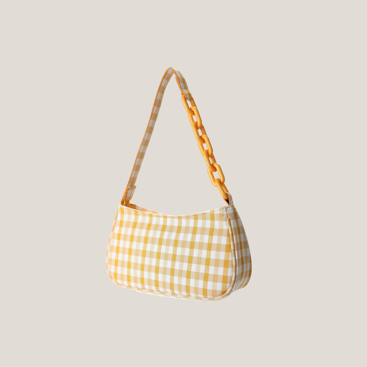 Female baguette bag lattice chain bag-Yellow-6
