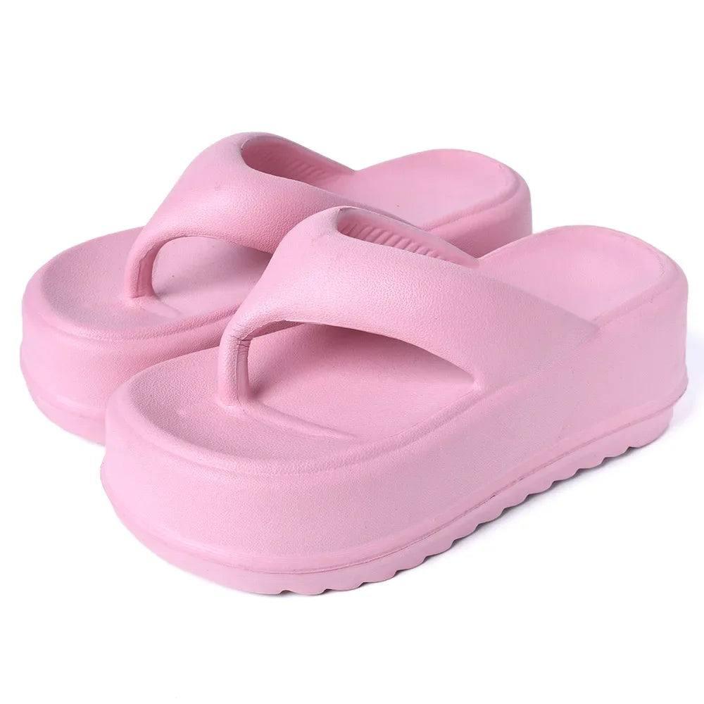 Flip Flops Split Toe Muffin Platform-Rose Red-10