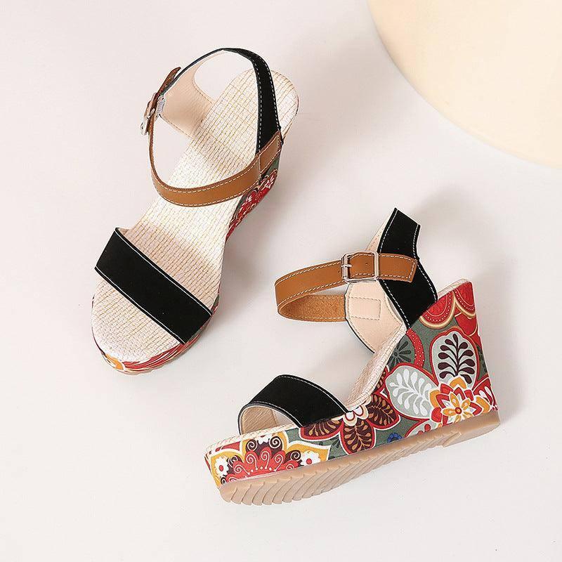 Floral Embroidered Sandals - Stylish Wedge Design-6